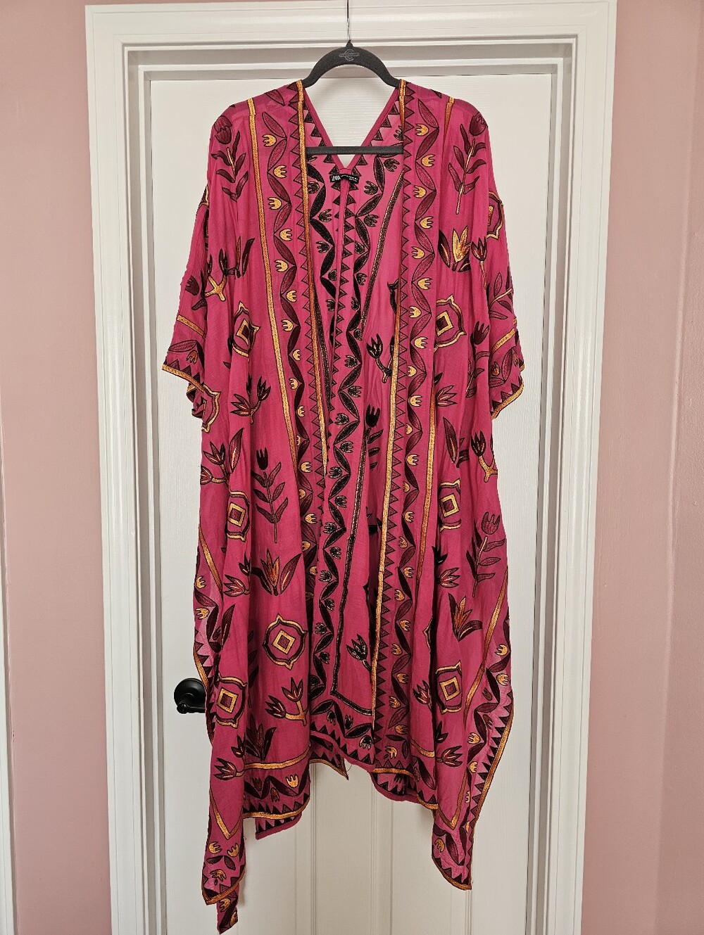 Zara Pink Boho Embroidered  Kimono